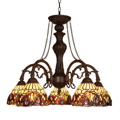 5-Light Tiffany Stained Glass Chandelier