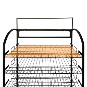 6-Tier Metal Retail Display Rack with Wheels and Header Holder