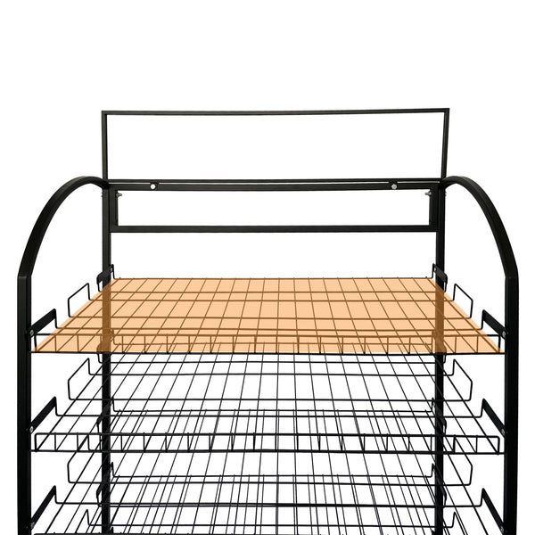 6-Tier Metal Retail Display Rack with Wheels and Header Holder