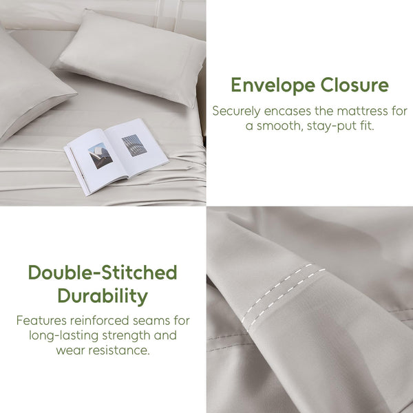 Bamboo King Bed Sheet Set – 4-Piece, 300 Thread Count, Deep Pocket