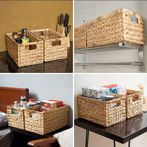 Water Hyacinth Wicker Storage Baskets Set of 6