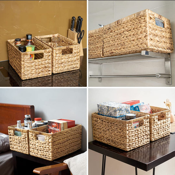 Water Hyacinth Wicker Storage Baskets Set of 6