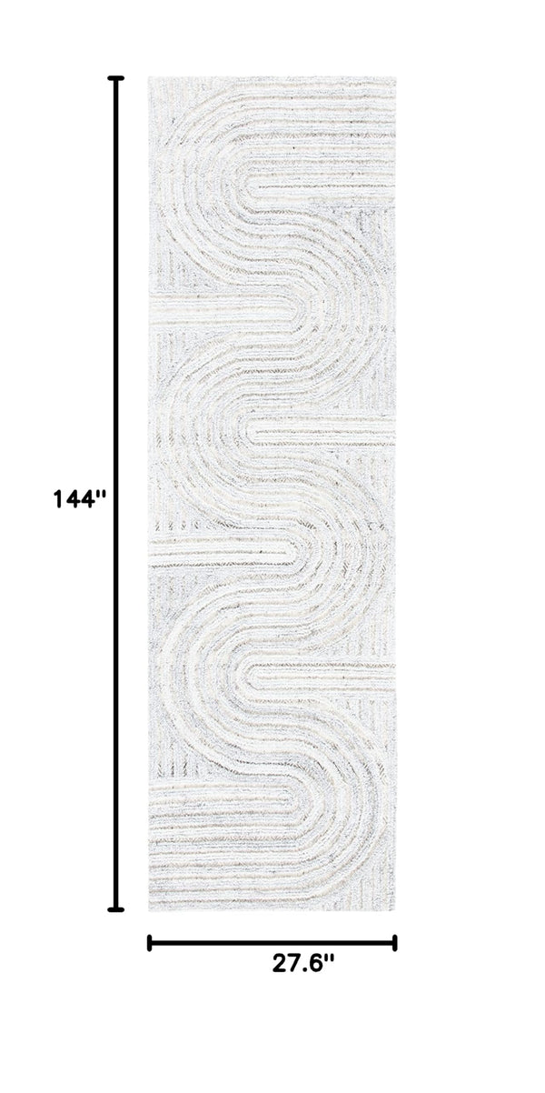 Mid-Century Modern Abstract Runner Rug 2'3" x 12'
