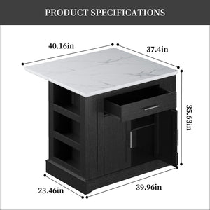 Kitchen Island with Drop Leaf & Power Outlet