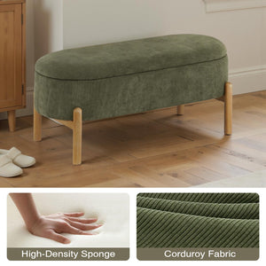Corduroy Upholstered Storage Bench with Hidden Storage