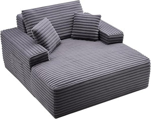 Oversized Faux Fur Chaise Lounge Chair with Pillows & Armrests