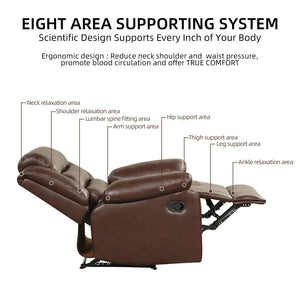 Manual Recliner Chair with Overstuffed Arms & Padded Back