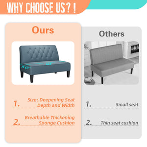 Upholstered Loveseat Bench Settee – Velvet Armless Small Sofa