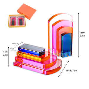 Crystal Geometric Bookends – Colorful Non-Skid Decorative Set of 2