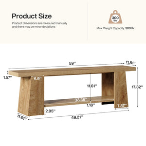 59-Inch Extra Long Entryway Bench with Storage Shelves