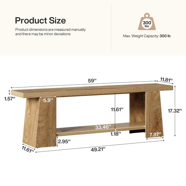 59-Inch Extra Long Entryway Bench with Storage Shelves