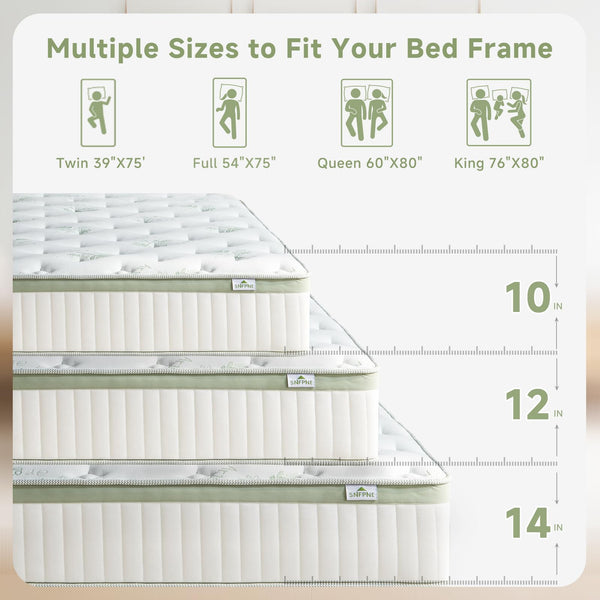 Full Size Hybrid Mattress 12 Inch – Pocket Spring, Gel Memory Foam, Cool Sleep