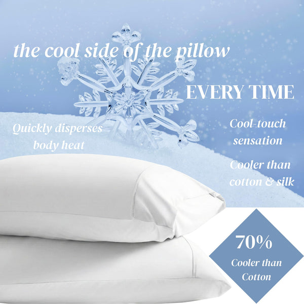 Queen Bed Pillows with Cooling Pillowcases – Set of 2