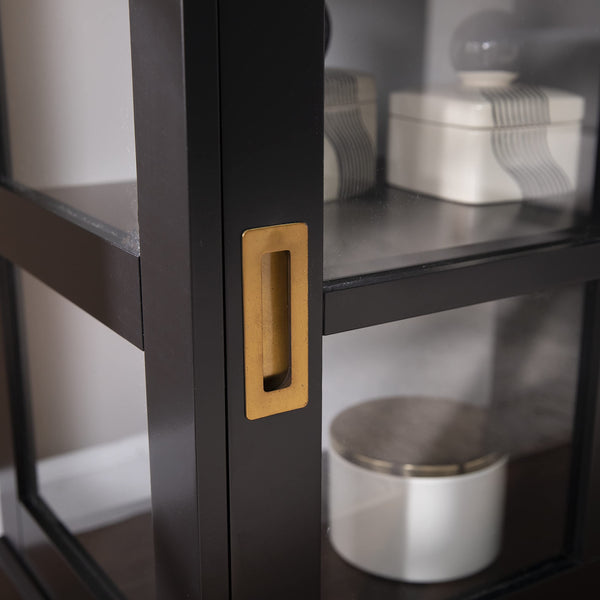 Black Curio Cabinet with Sliding Glass Doors