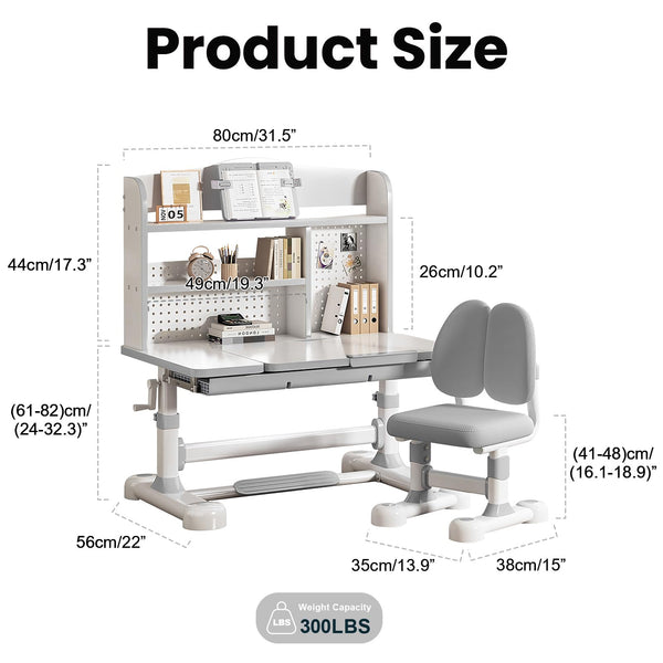 Kids Height-Adjustable Desk and Chair Set