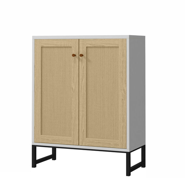 Rattan 2-Door Storage Cabinet with Shelves