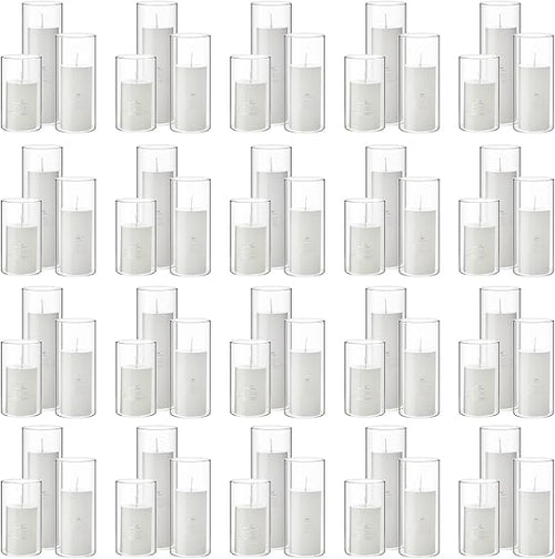 Glass Cylinder Vases and Pillar Candles Set