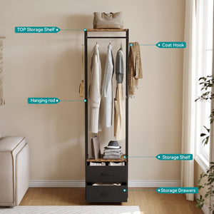 Narrow Clothes Rack with Drawers