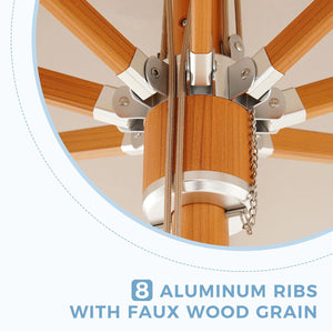 11 FT Round Patio Umbrella with Aluminum Ribs & Pulley Lift
