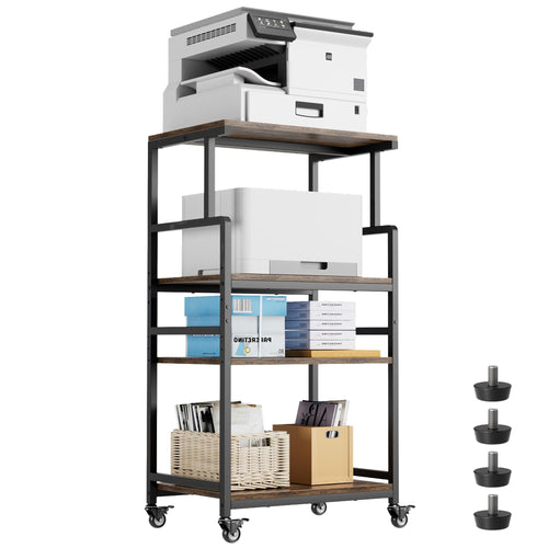 4-Tier Printer Stand with Wheels and Adjustable Shelves