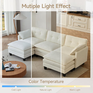 Modular U-Shaped Sectional Sofa with Ottomans