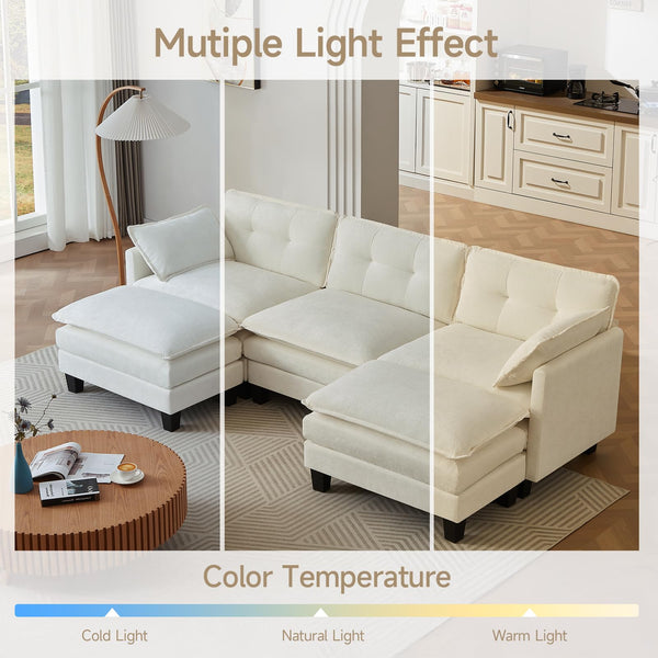 Modular U-Shaped Sectional Sofa with Ottomans