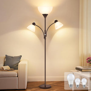 72" Dimmable Torchiere Floor Lamp with 2 Reading Lights