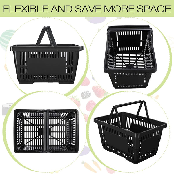Plastic Shopping Baskets with Handles — Set of 20
