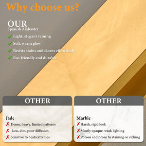Alabaster Wall Sconce with LED Strip – Dimmable Brass Stone Light