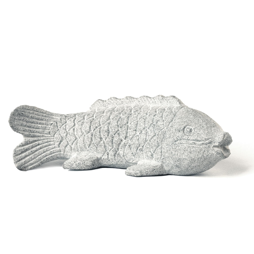 Hand Carved Granite Fish Garden Statue — Outdoor Lawn & Patio Decor