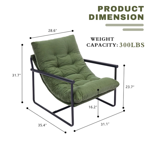 Modern Accent Chair with Metal Frame & Cushioned Seat