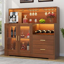 Bar Cabinet with LED Light & Wine Rack