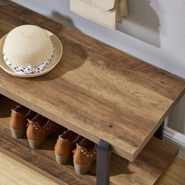 Industrial Entryway Storage Bench with Steel Frame — 47 Inch