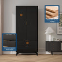 71" Wardrobe Armoire with Drawers, Doors & Adjustable Shelves