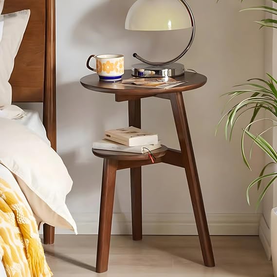 2-Tier Solid Wood Round End Table