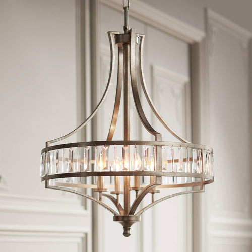 Art Deco Crystal Chandelier – 4-Light Silver Ceiling Fixture