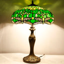 Tiffany Style Stained Glass Table Lamp – Green Dragonfly, 16x16x24 Inch