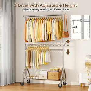 Heavy Duty Double Rod Clothes Rack