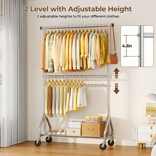 Heavy Duty Double Rod Clothes Rack