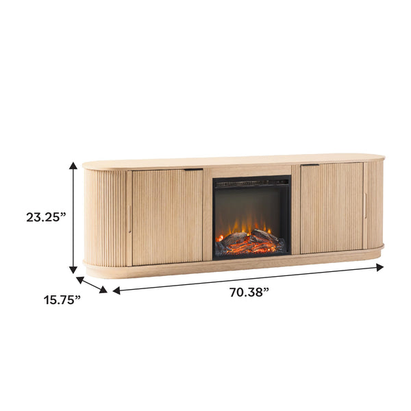 70" Reeded Fireplace TV Stand – Coastal Oak