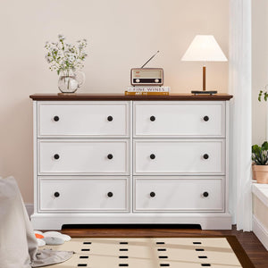 6-Drawer Dresser with Anti-Tip Kit – White Bedroom Chest
