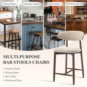 Counter Height Bar Stools Set of 4 with Wood Legs