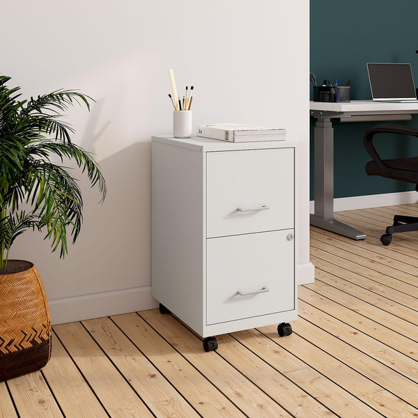 2-Drawer Lockable Metal Vertical File Cabinet with Casters