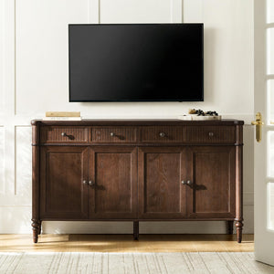 58" Wood Sideboard Cabinet with Fluted Drawers & 4 Doors