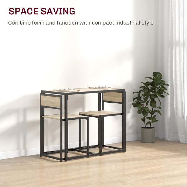3-Piece Industrial Dining Table Set for 2