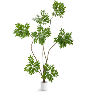 6 ft Artificial Sumac Tree with Pot – Indoor Faux Floor Plant