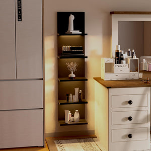 5-Tier Floating Wall Shelf Unit with LED Light