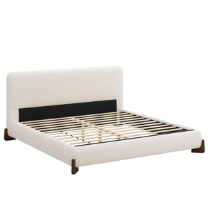 King Boucle Upholstered Bed Frame with Headboard