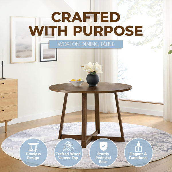 45-Inch Round Pedestal Dining Table — Seats 4