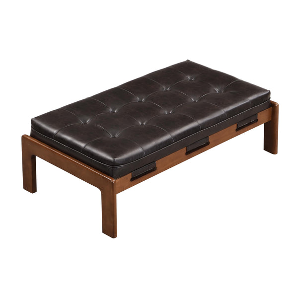 Rectangular Faux Leather Tufted Ottoman
